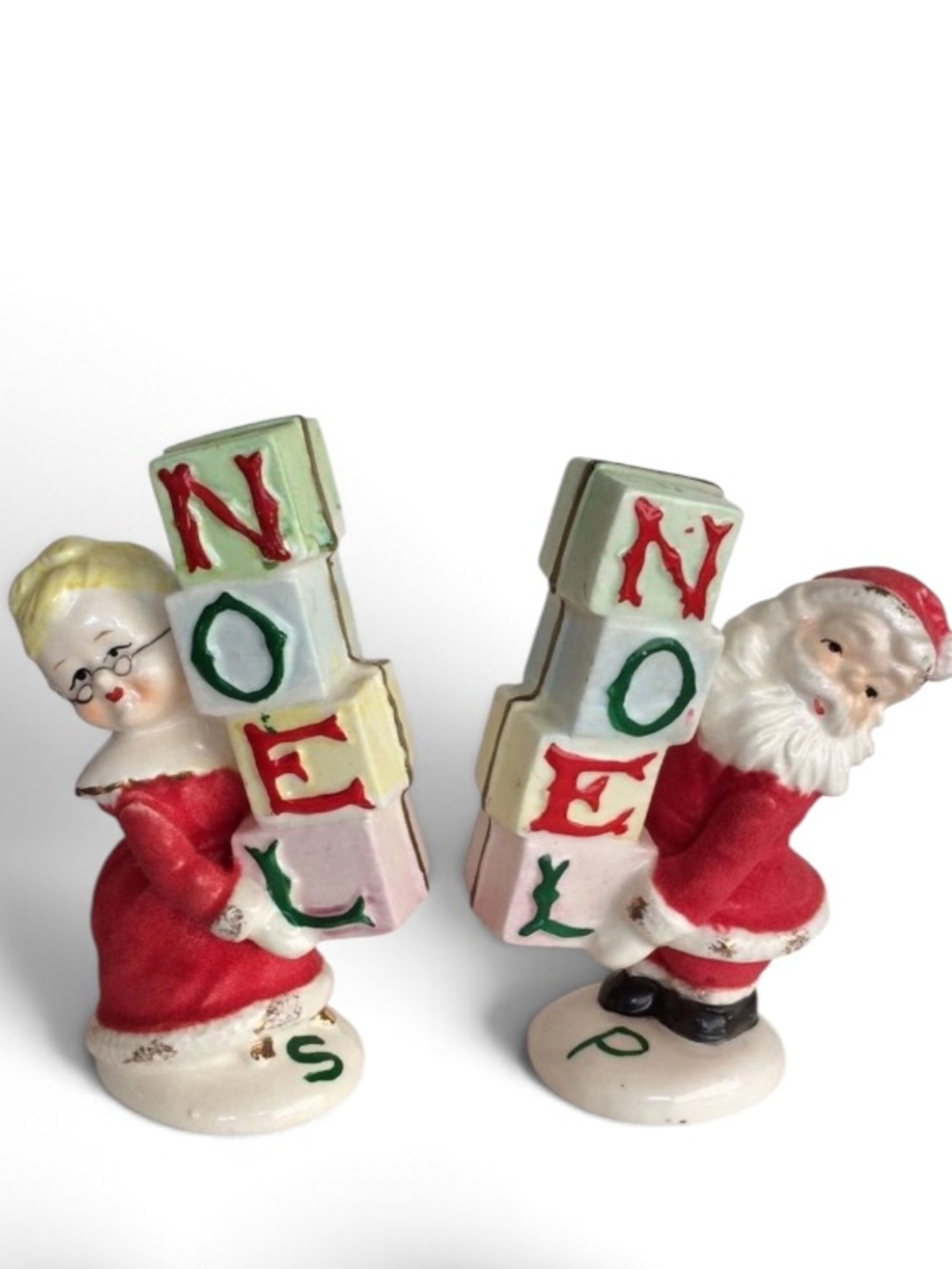 Vintage Napco Santa Mrs. Claus NOEL Salt and Pepper Shakers
